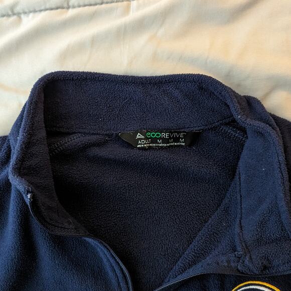 Ecorevive Men's Fleece 1/4 Zip Pullover Sweater | Medium | Blue - Picture 4 of 4